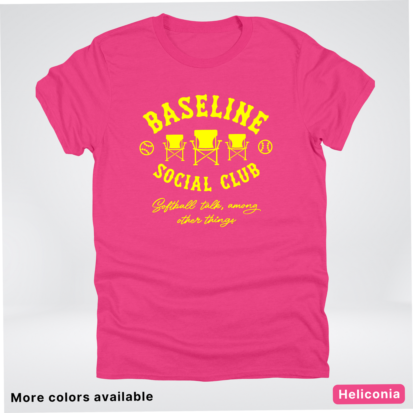 Baseline Social Club Softball – Yellow Design - T-Shirt
