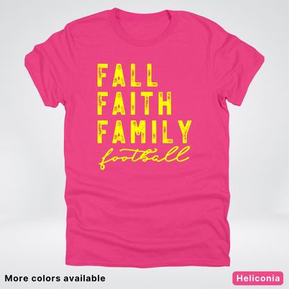 Fall Faith Family – Yellow Design - Football - T-Shirt