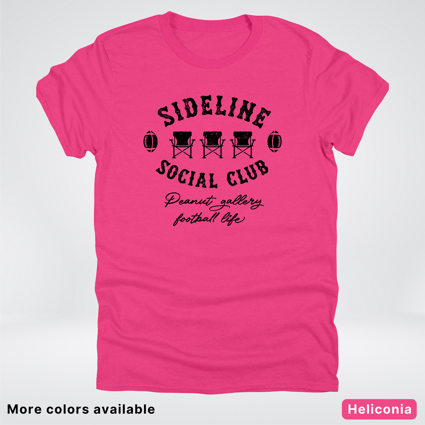 Sideline Social Club Peanut Gallery Football Life - Black Design - T-Shirt