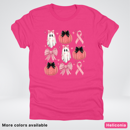 Pink Pumpkin Coquette Bow Cute Ghost - T-Shirt