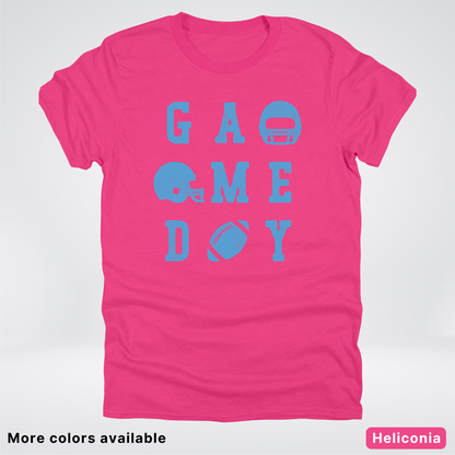 Game Day Football 3 x 3 – Light Blue Design – T-Shirt