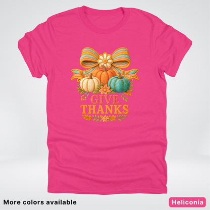 Give Thanks Crochet Thanksgiving Fall Pumpkin - T-Shirts