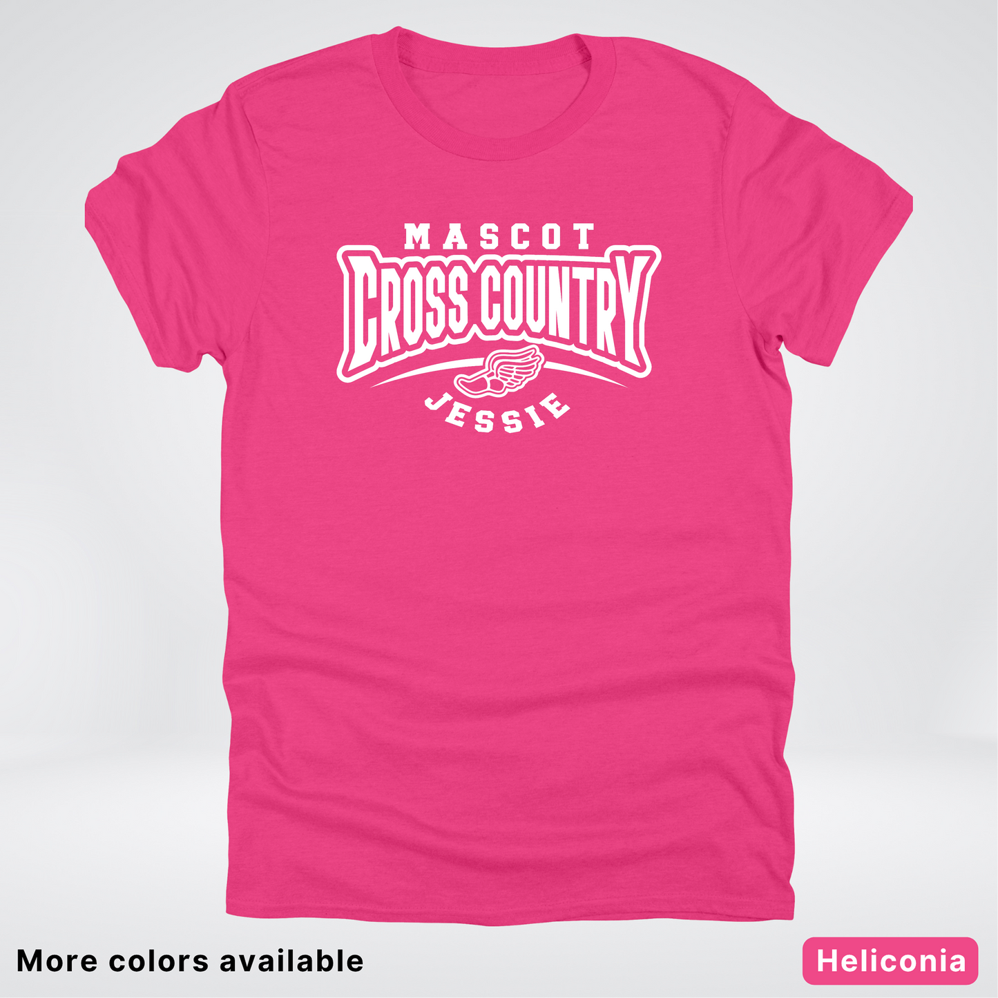Custom Mascot & Name – White Design – Cross Country 02 - T-Shirt