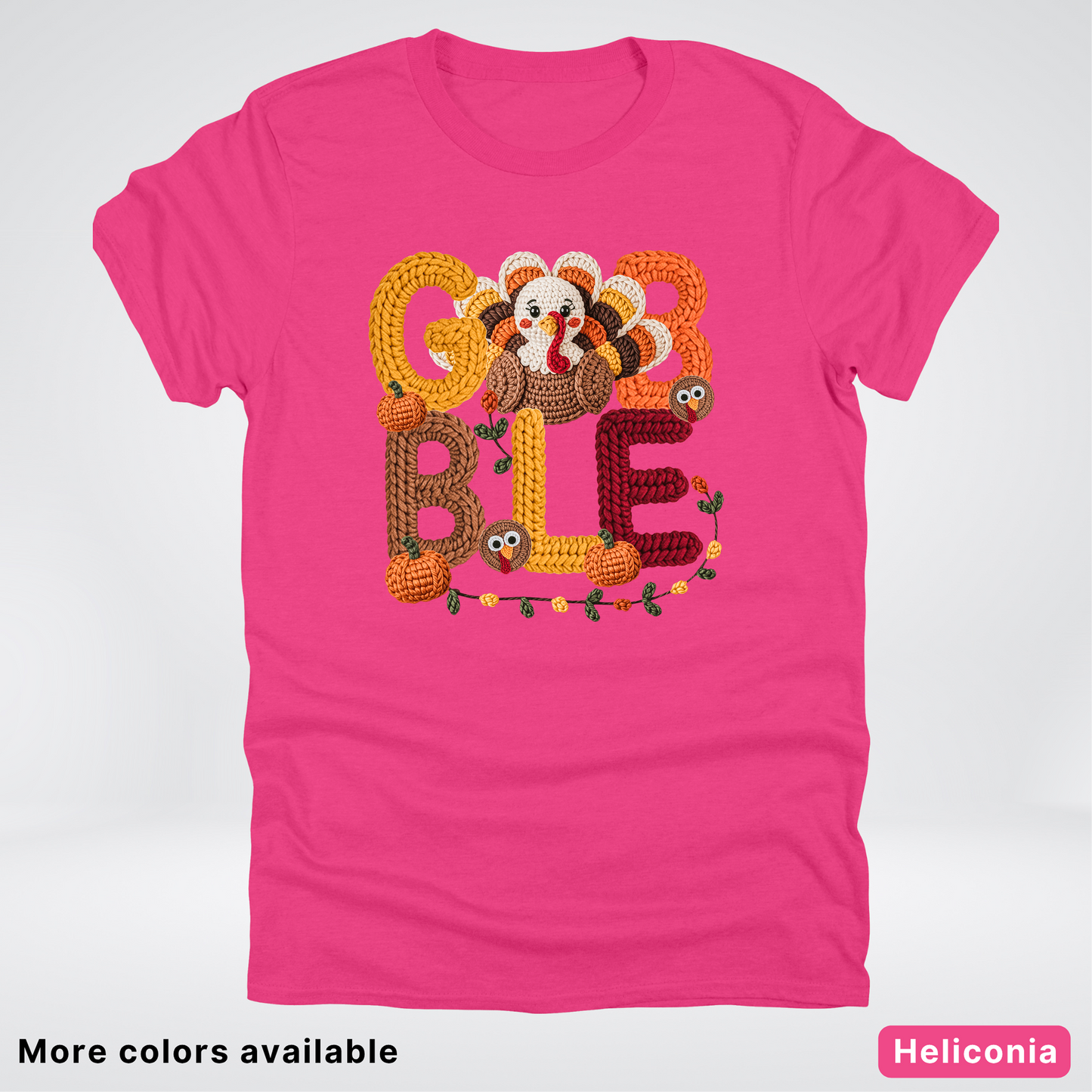 Turkey Gobble Pumpkin Fall Crochet - T-Shirts