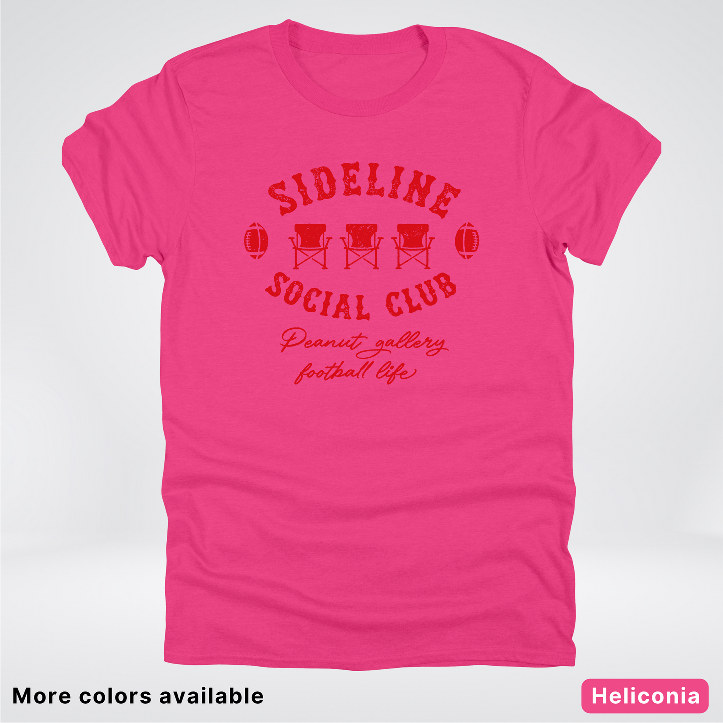 Sideline Social Club Peanut Gallery Football Life - Red Design - T-Shirt