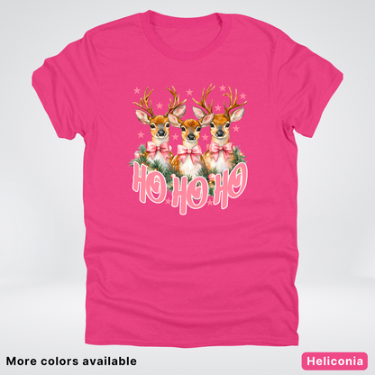 Ho Ho Ho Pink Deer Trio - T-Shirt