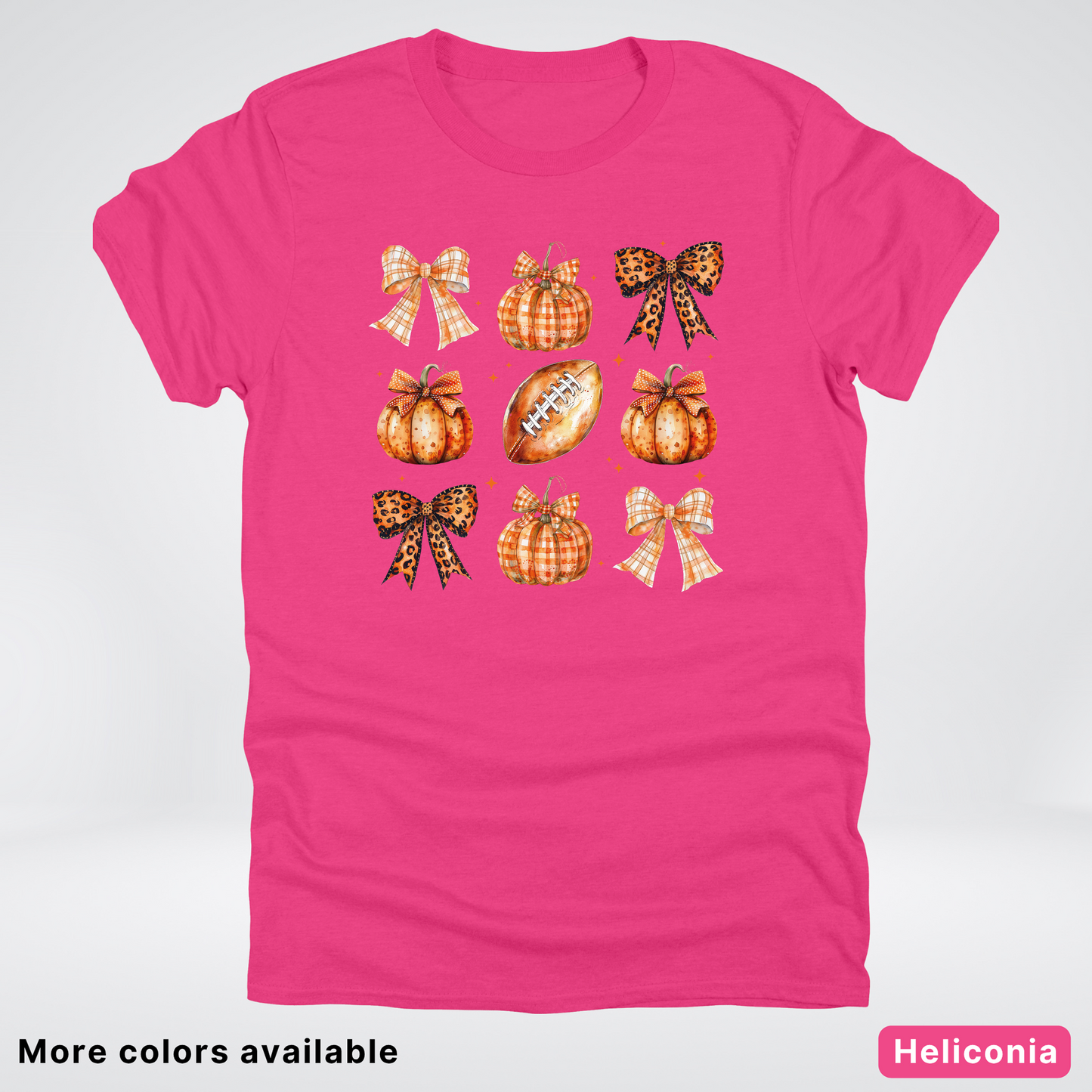Football Coquette Ribbon Bow Plaid Pumpkin Fall - T-Shirt