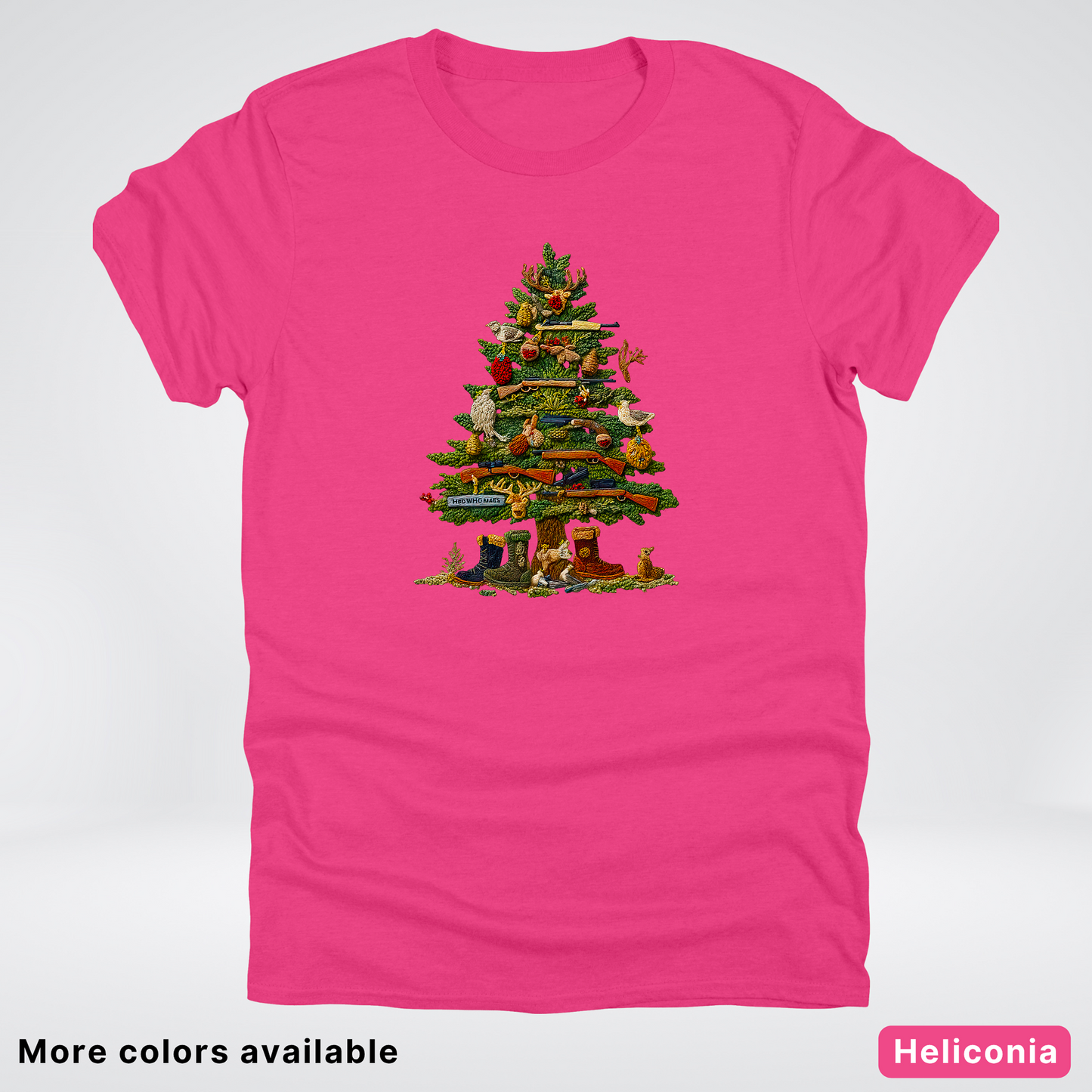 Woodland Critters Christmas Tree Hook Yard Faux - T-Shirt