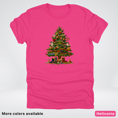 Woodland Critters Christmas Tree Hook Yard Faux - T-Shirt