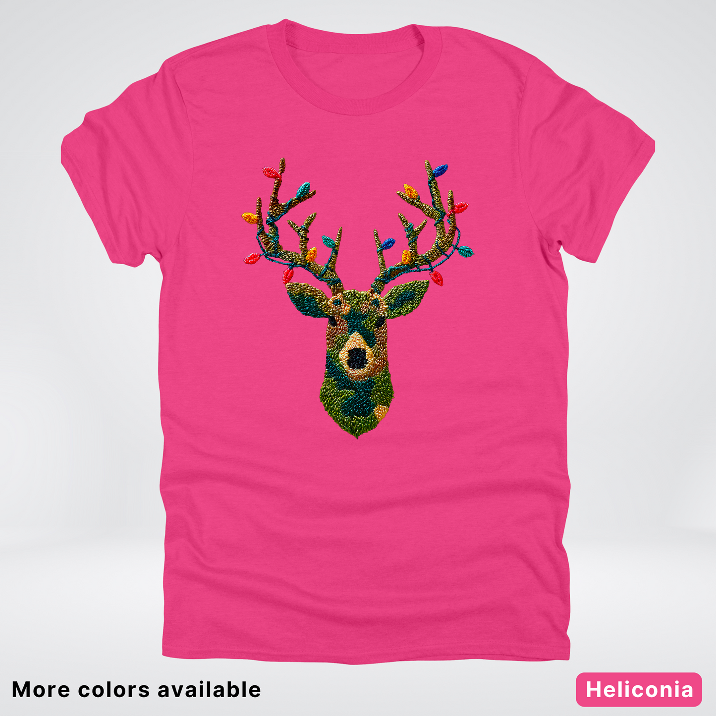 Rustic Reindeer Lights – Hook Yard Faux Texture - T-Shirt