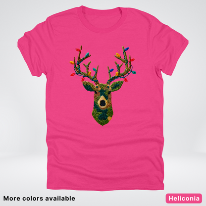 Rustic Reindeer Lights – Hook Yard Faux Texture - T-Shirt