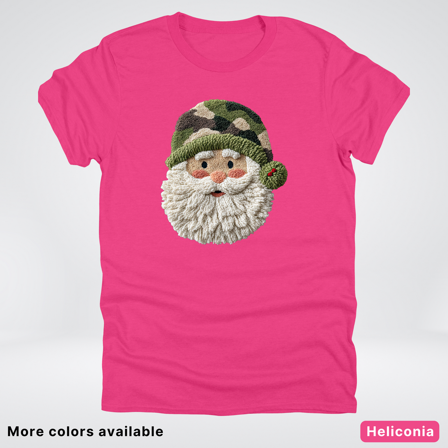 Woodland Santa Face (Hook Yard Faux Texture) - T-Shirt