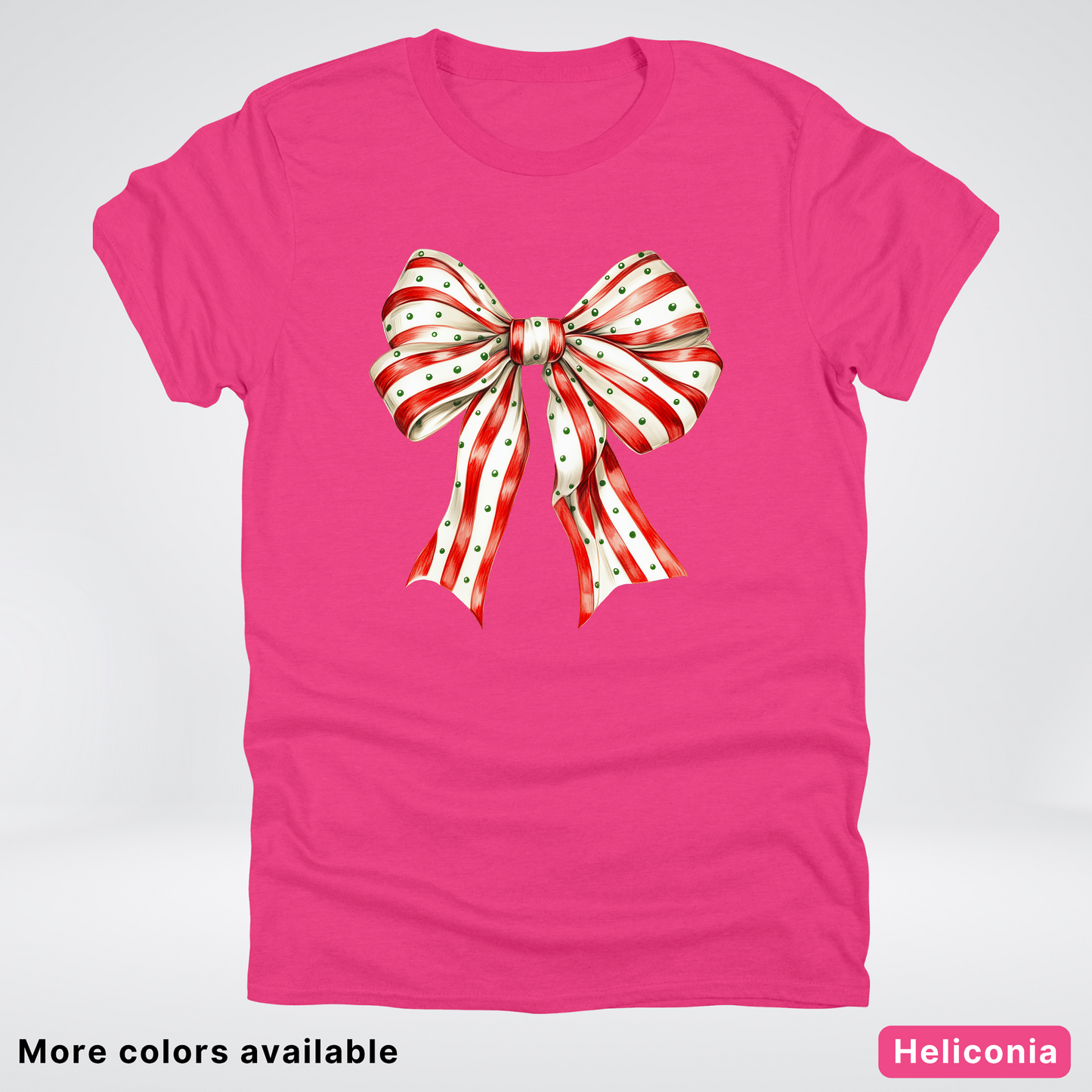 Peppermint Stripe Christmas Bow - T-Shirt