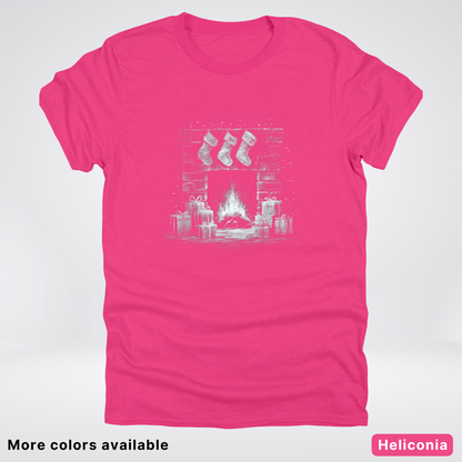 Vintage Christmas Fireplace Scene - T-Shirt