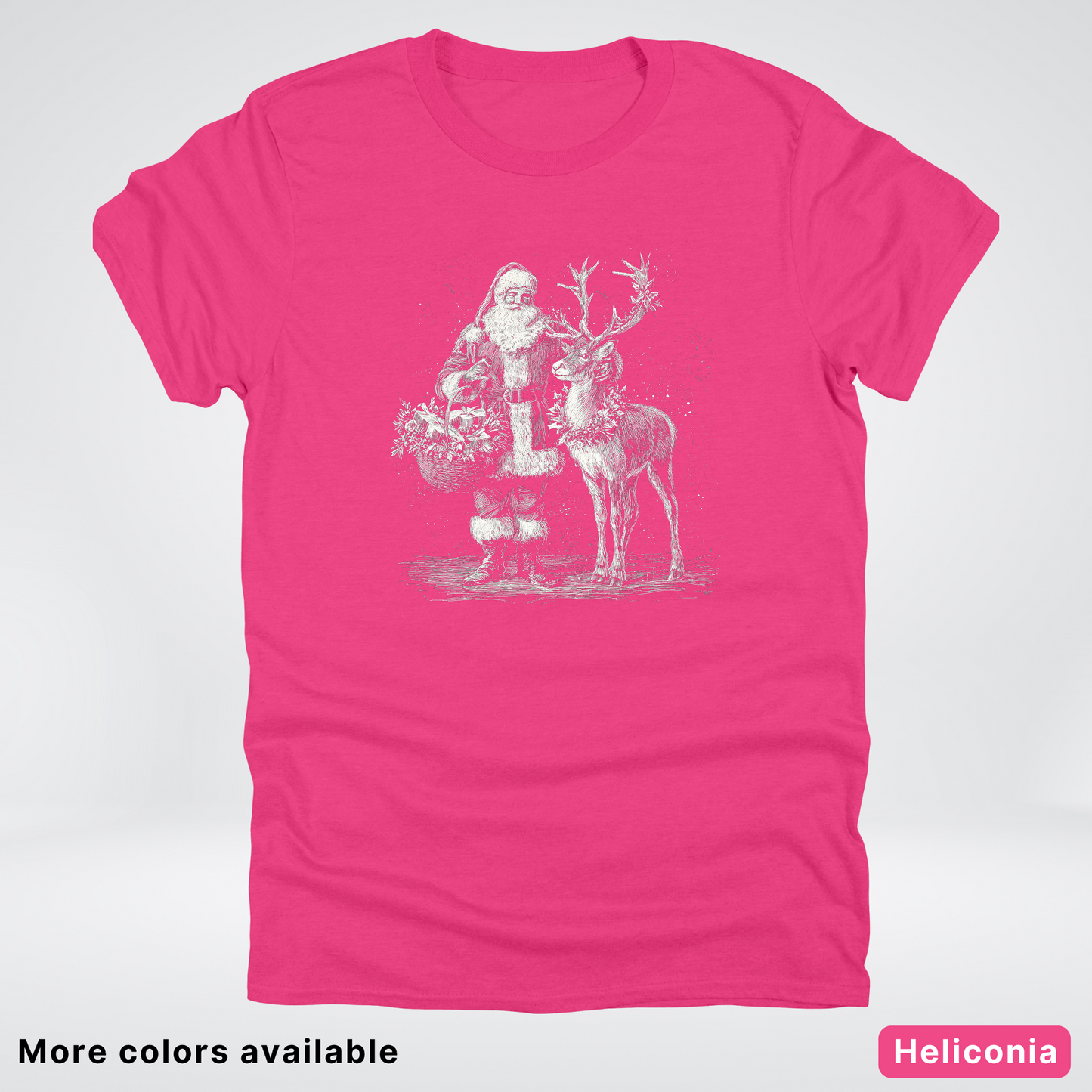 Vintage Santa and Reindeer - T-Shirt