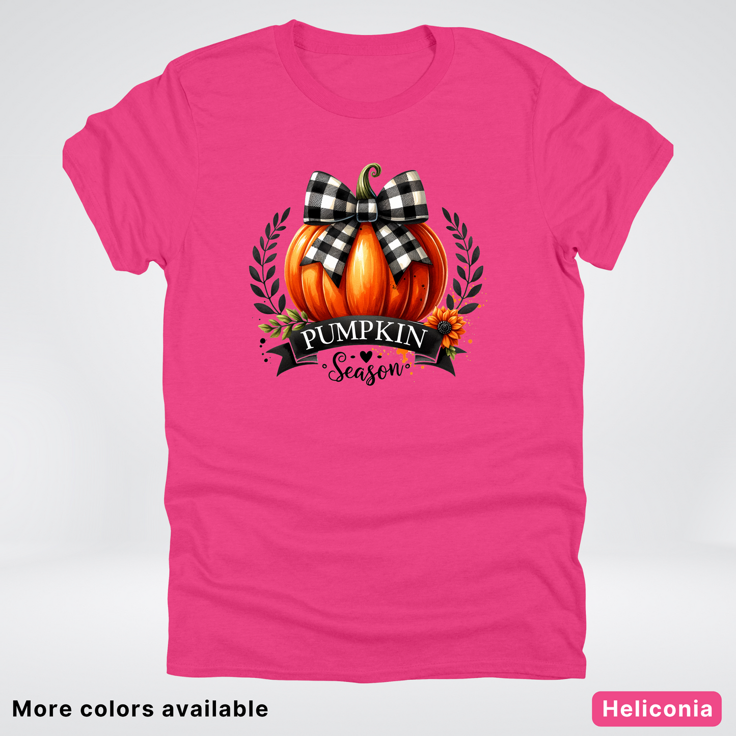 Pumpkin Season Black Plaid Bow - T-Shirt