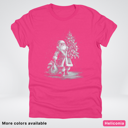 Vintage Santa with Christmas Tree - T-Shirt
