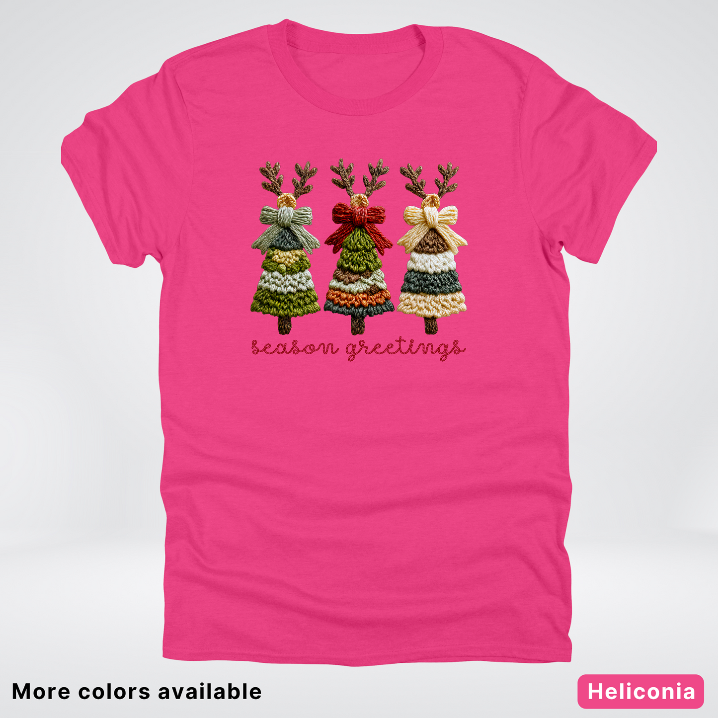 Season Greetings Reindeer Trees Hook Yard Faux - T-Shirt
