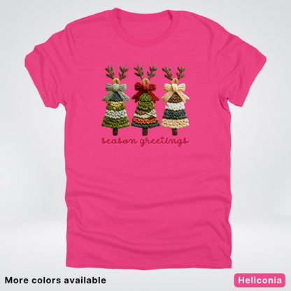 Season Greetings Reindeer Trees Hook Yard Faux - T-Shirt