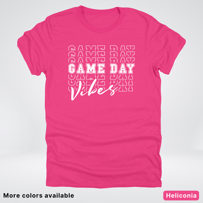 Game Day Vibes Stacked - White Design - T-Shirt