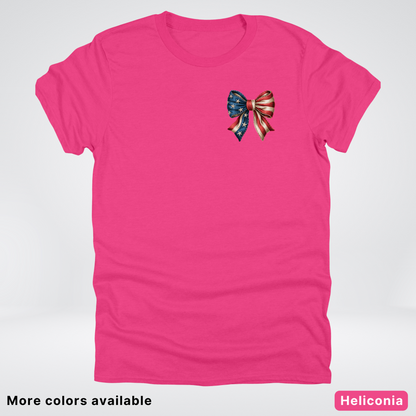 USA Flag Coquette Bow - 4th Of July Design 02 T-Shirt