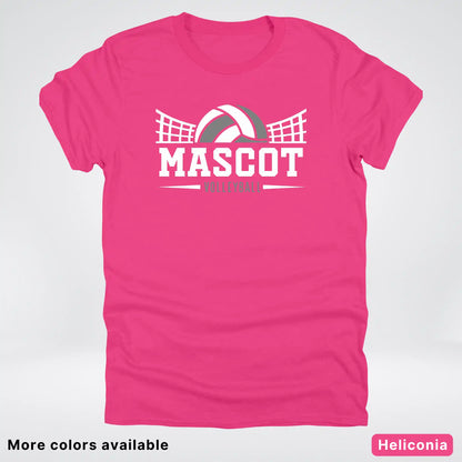 Volleyball Mom Game Day Tee – Custom Mascot Name Shirt | Gray Design 26