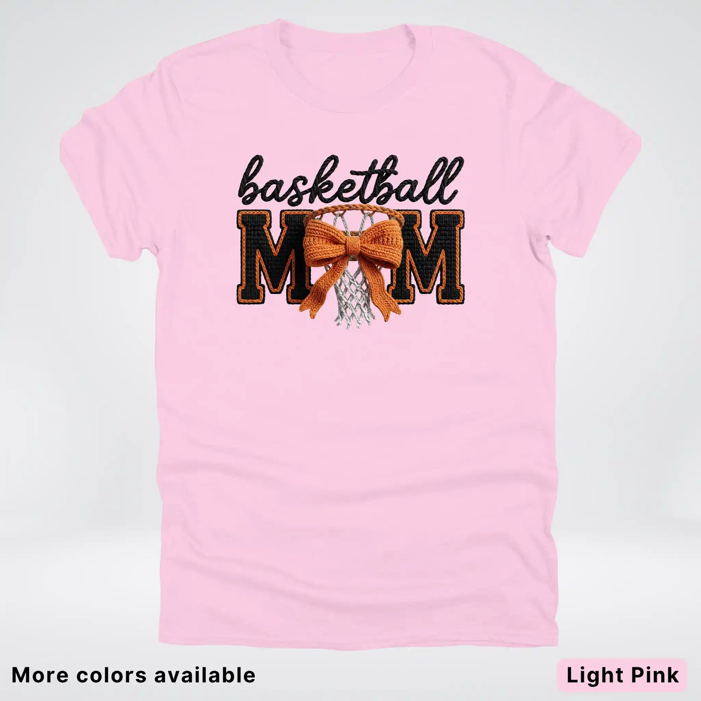 Basketball Mom – Faux Crochet Bow Basketball Graphic T-Shirt