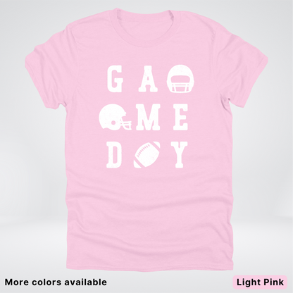 Game Day Football 3 x 3  – White Design  – T-Shirt