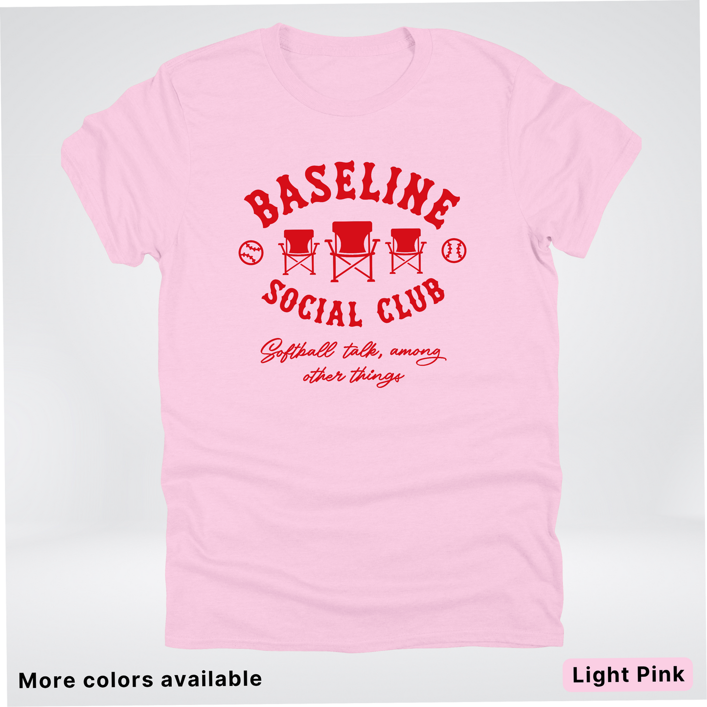 Baseline Social Club Softball – Red Design - T-Shirt
