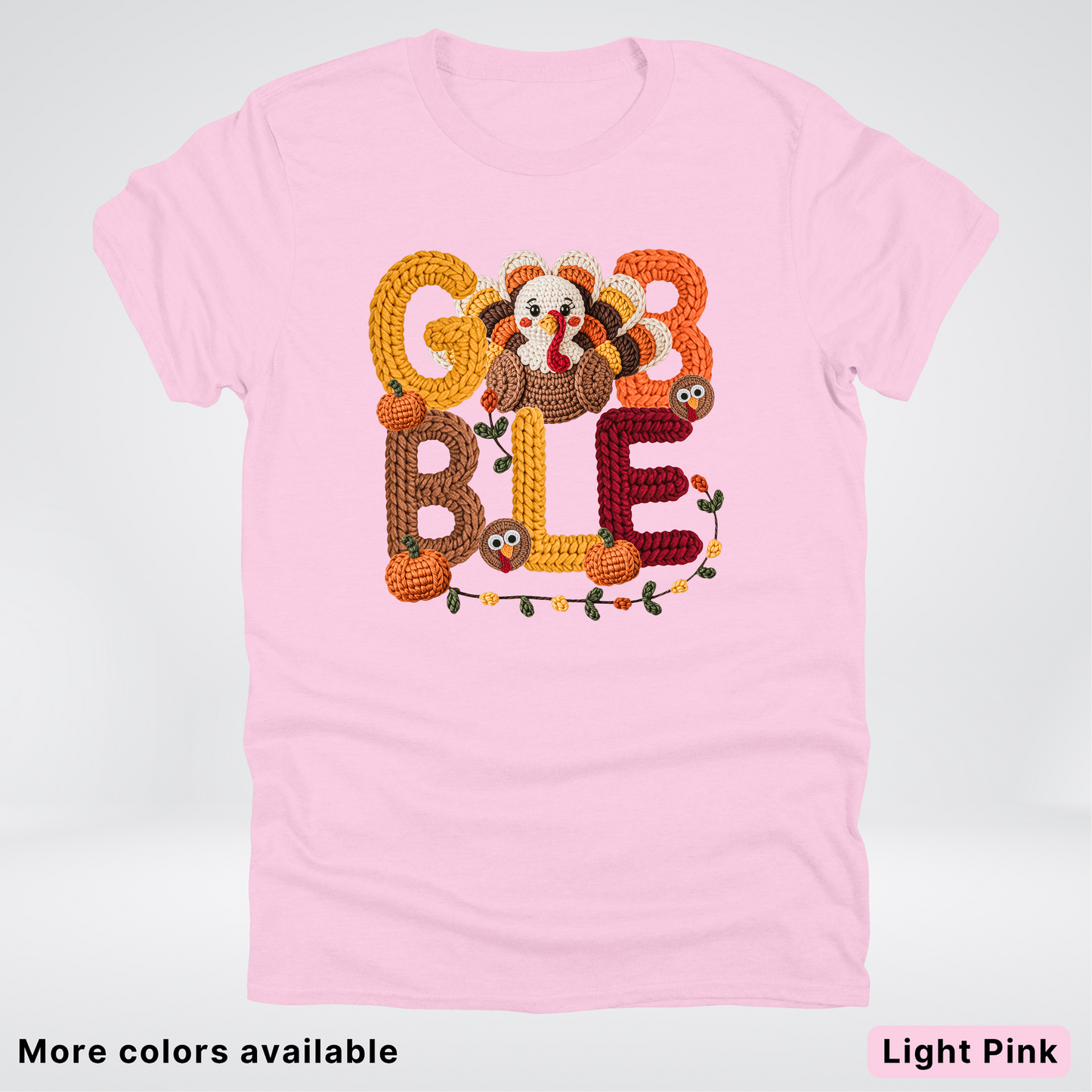 Turkey Gobble Pumpkin Fall Crochet - T-Shirts