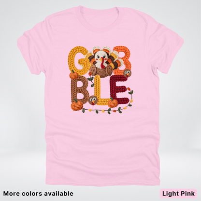 Turkey Gobble Pumpkin Fall Crochet - T-Shirts