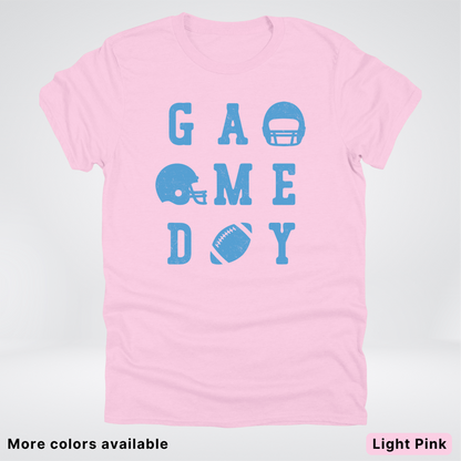 Game Day Football 3 x 3 – Light Blue Design – T-Shirt