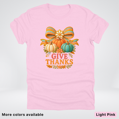 Give Thanks Crochet Thanksgiving Fall Pumpkin - T-Shirts