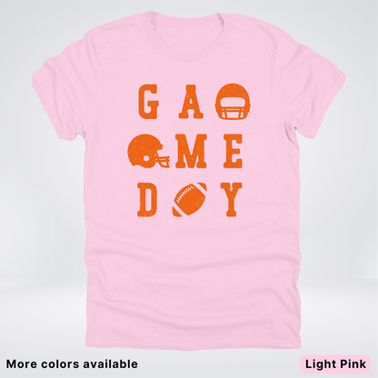 Game Day Football 3 x 3 – Orange Design  – T-Shirt