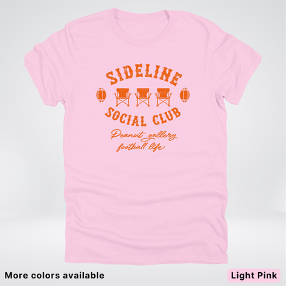 Sideline Social Club Peanut Gallery Football Life – Orange Design - T-Shirt