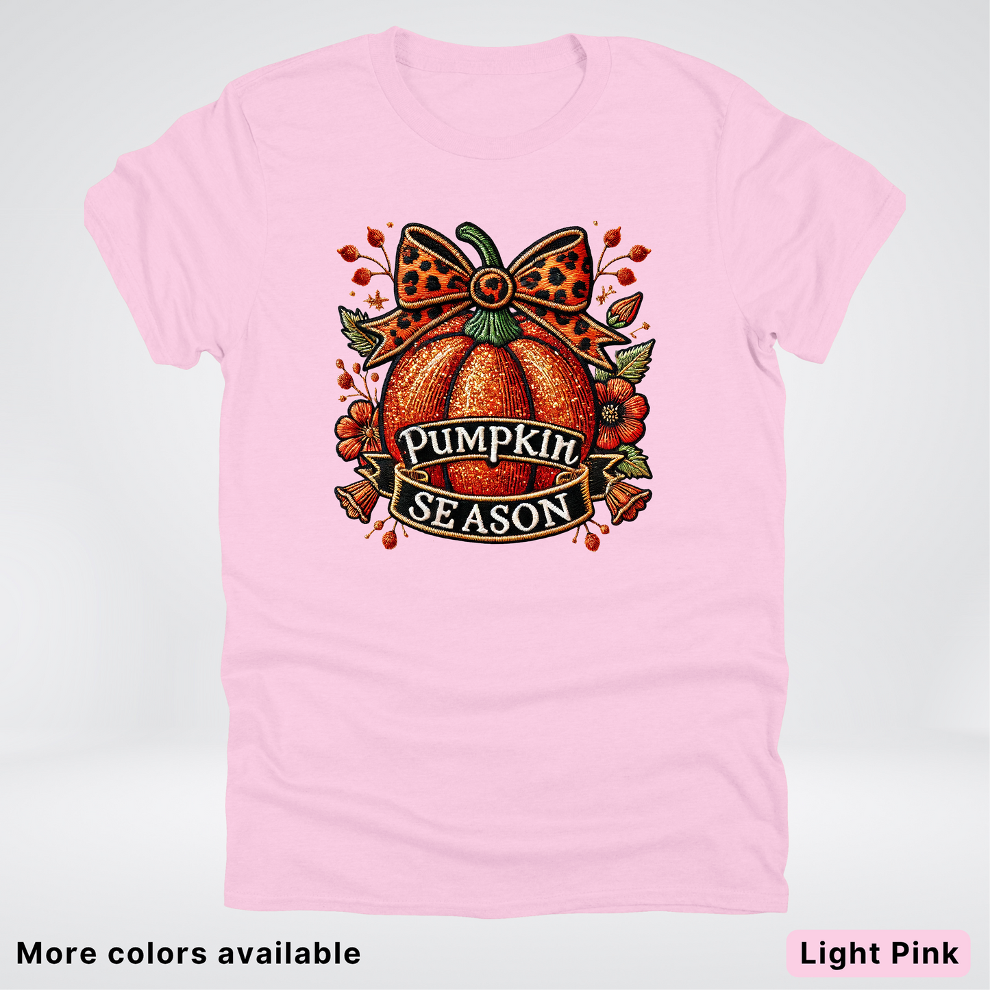 Pumpkin Season Leopard Print Bow Fall Autumn  - T-Shirts