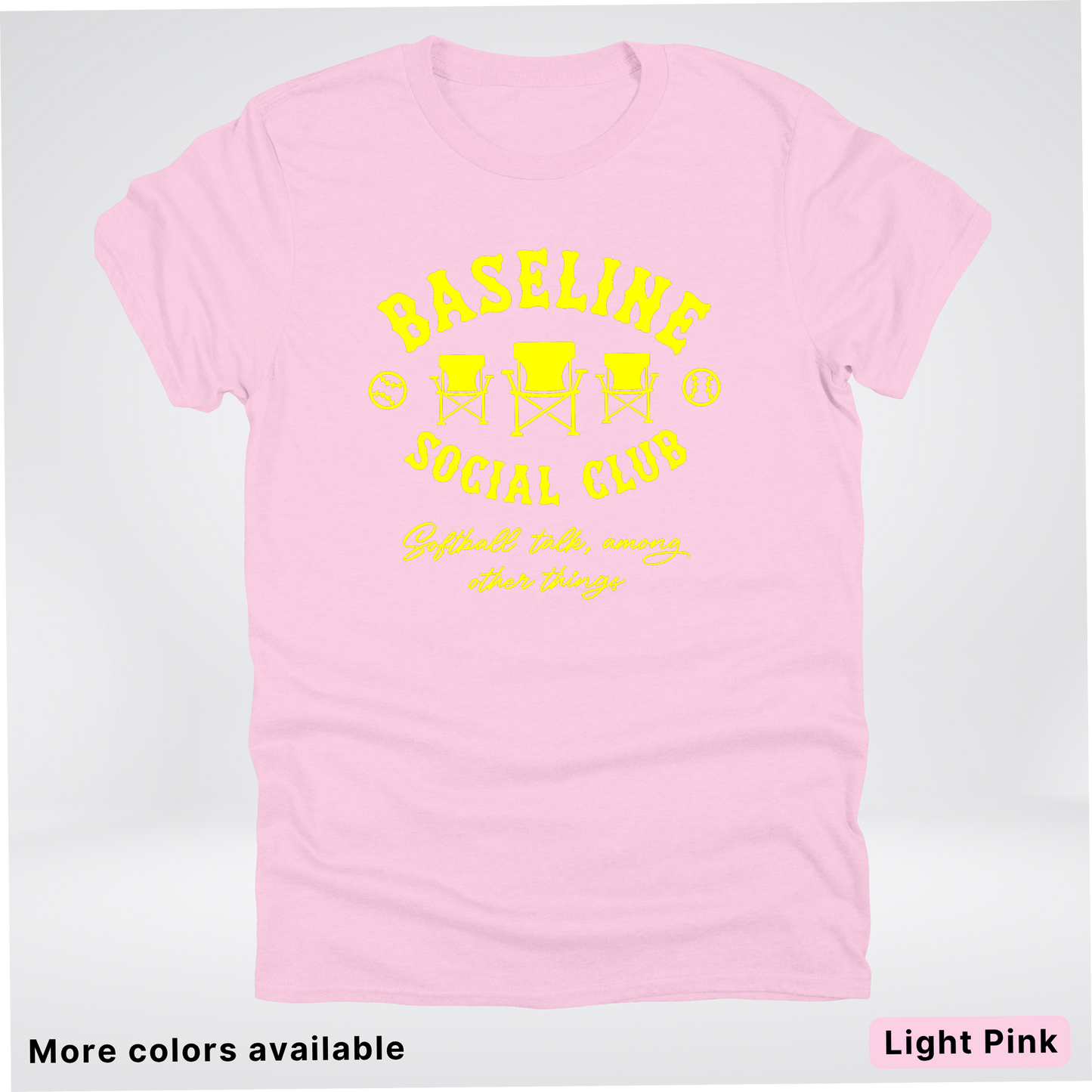 Baseline Social Club Softball – Yellow Design - T-Shirt
