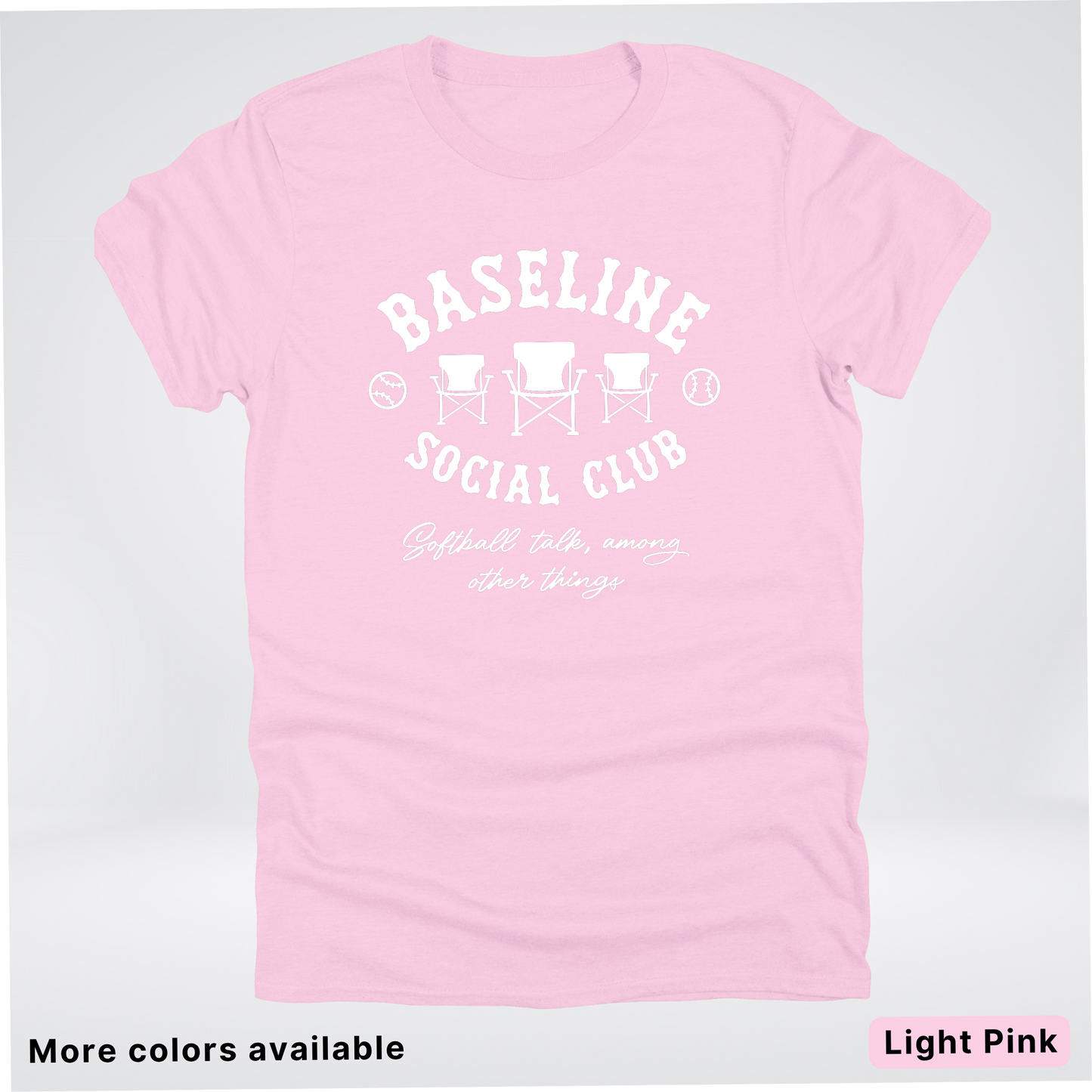Baseline Social Club Softball – White Design – T-Shirt