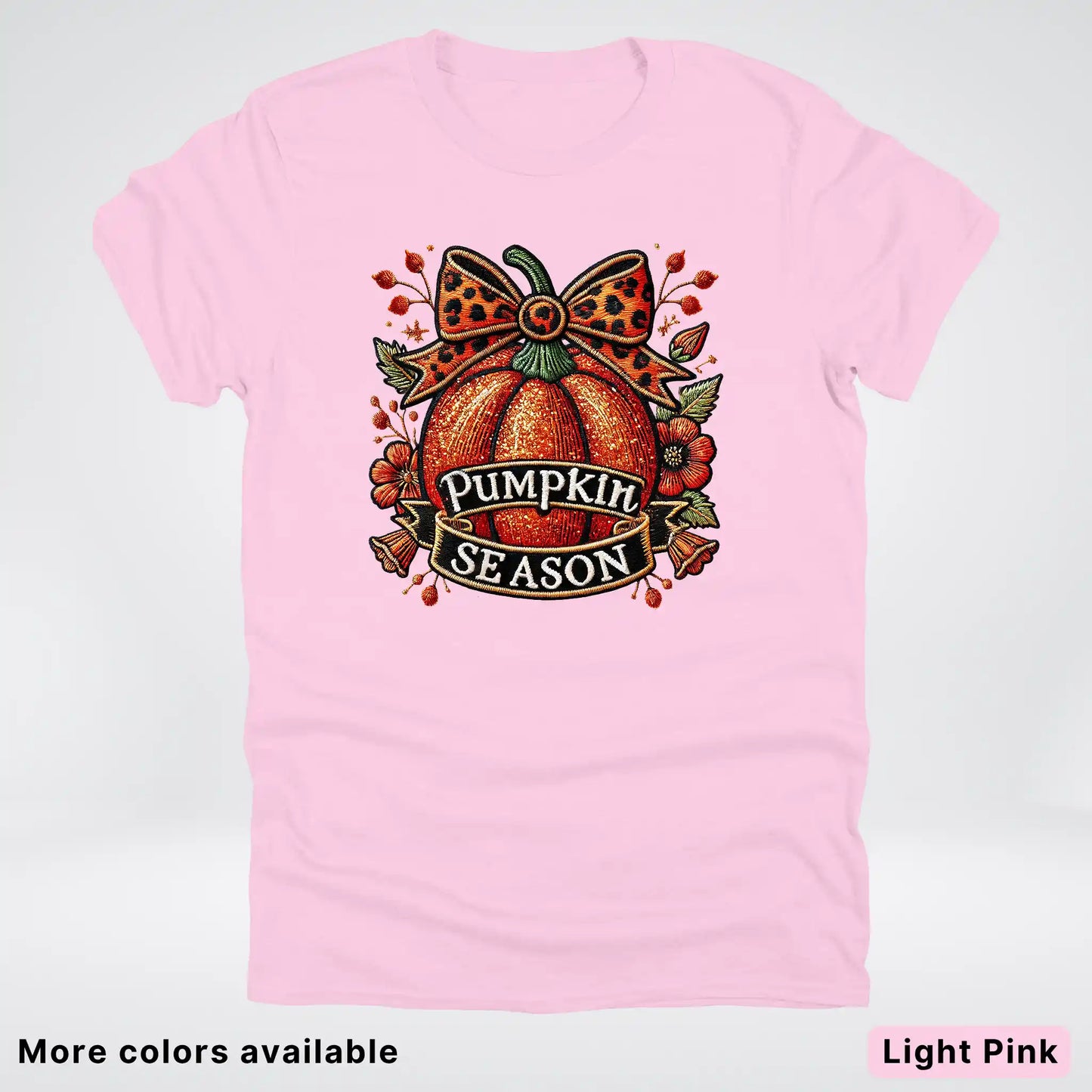 Pumpkin Season Leopard Print Bow Fall Autumn  - T-Shirts