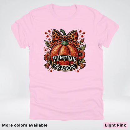 Pumpkin Season Leopard Print Bow Fall Autumn  - T-Shirts
