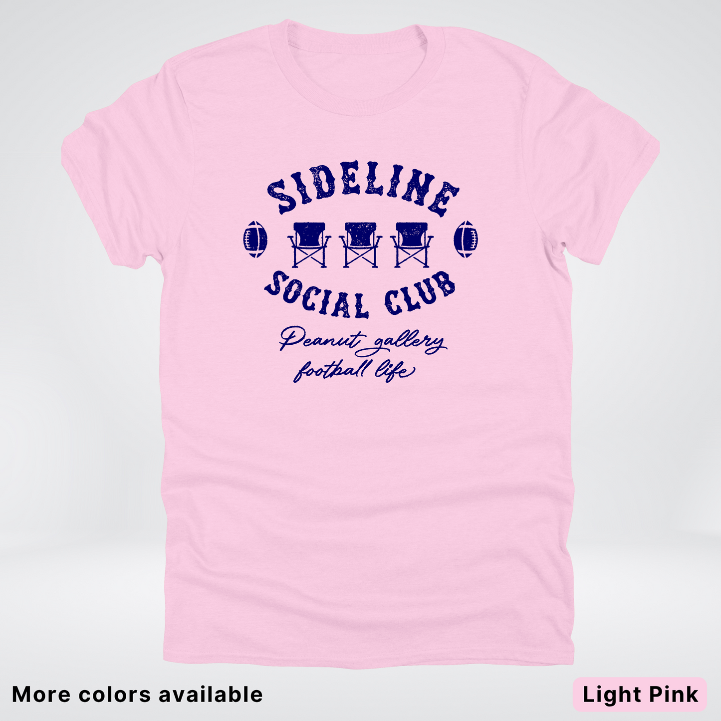 Sideline Social Club Peanut Gallery Football Life Navy Design 02 T-Shirt