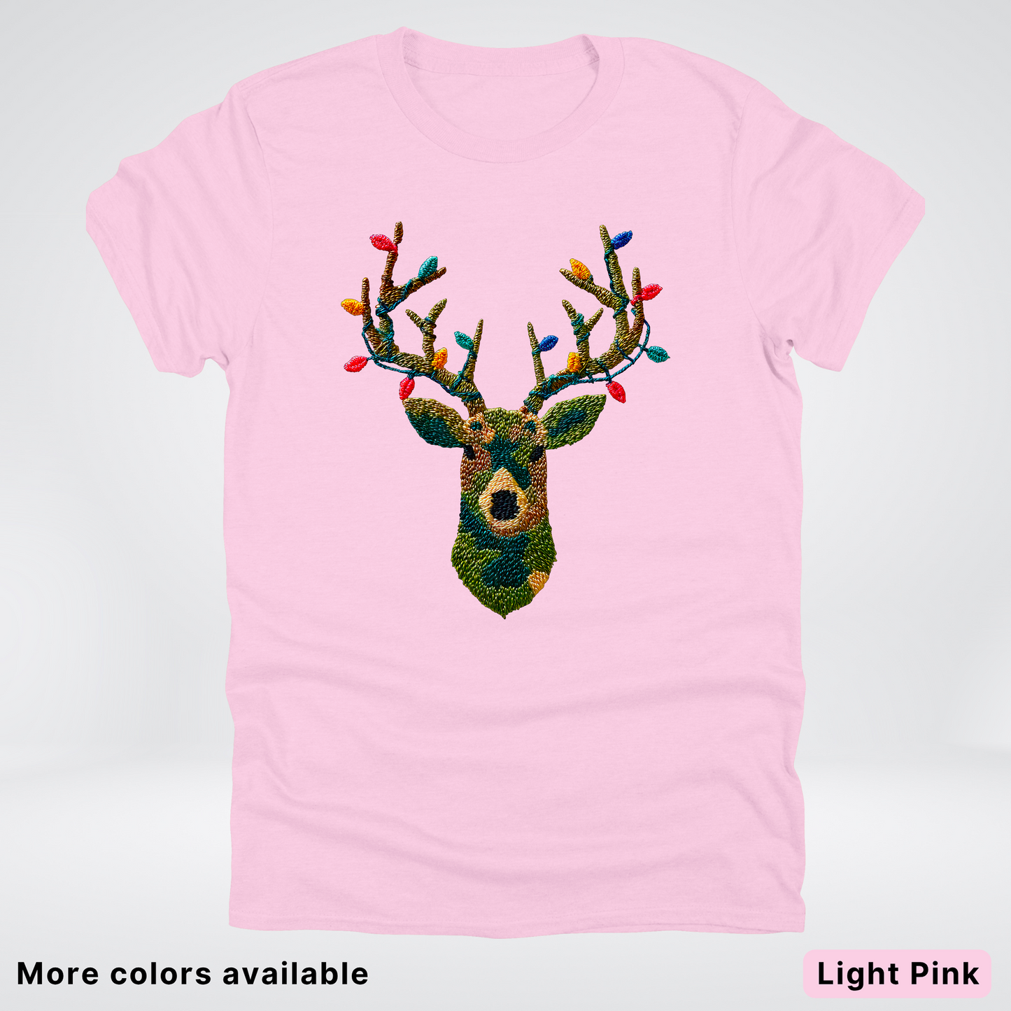 Rustic Reindeer Lights – Hook Yard Faux Texture - T-Shirt