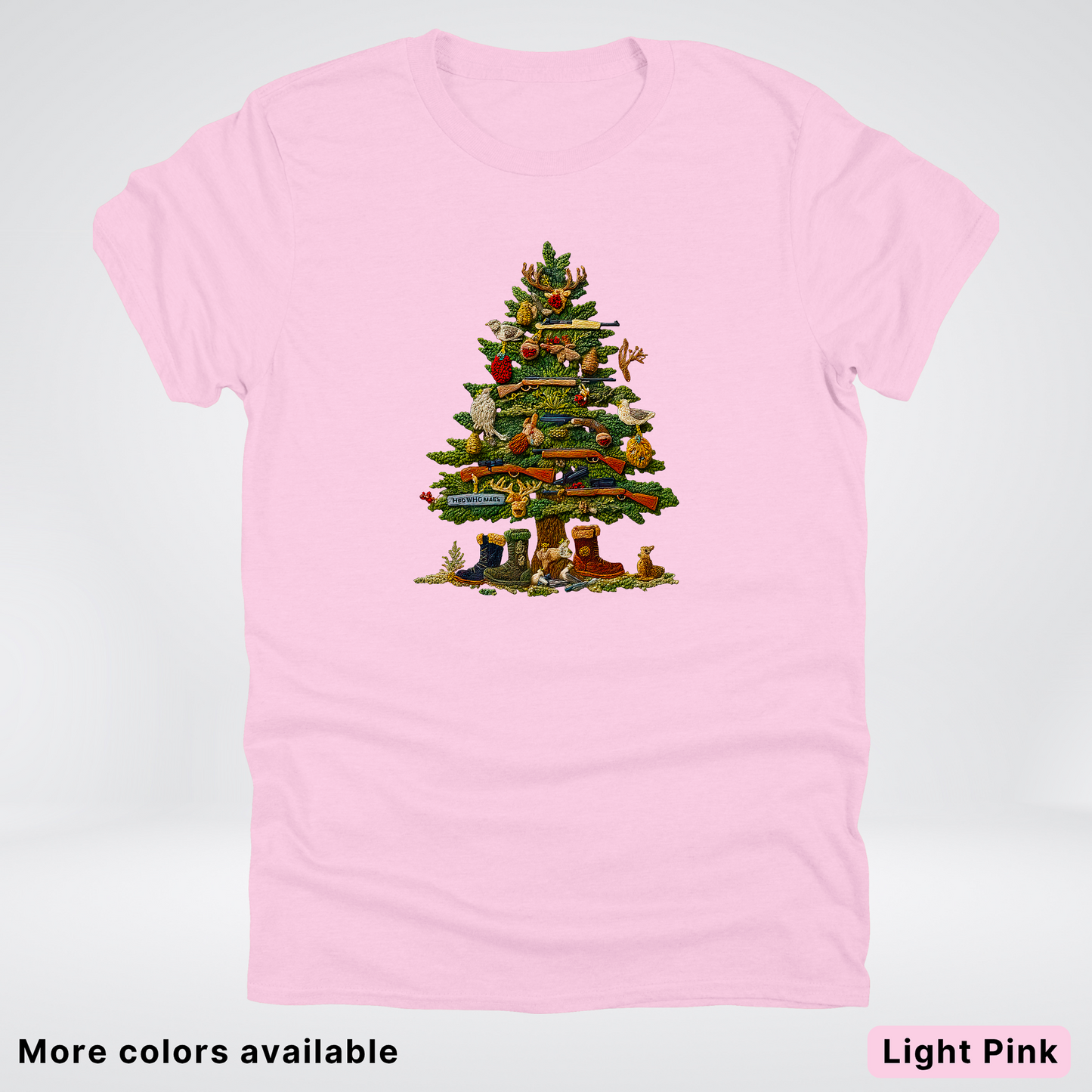 Woodland Critters Christmas Tree Hook Yard Faux - T-Shirt
