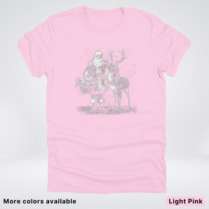 Vintage Santa and Reindeer - T-Shirt