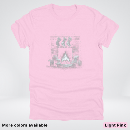 Vintage Christmas Fireplace Scene - T-Shirt