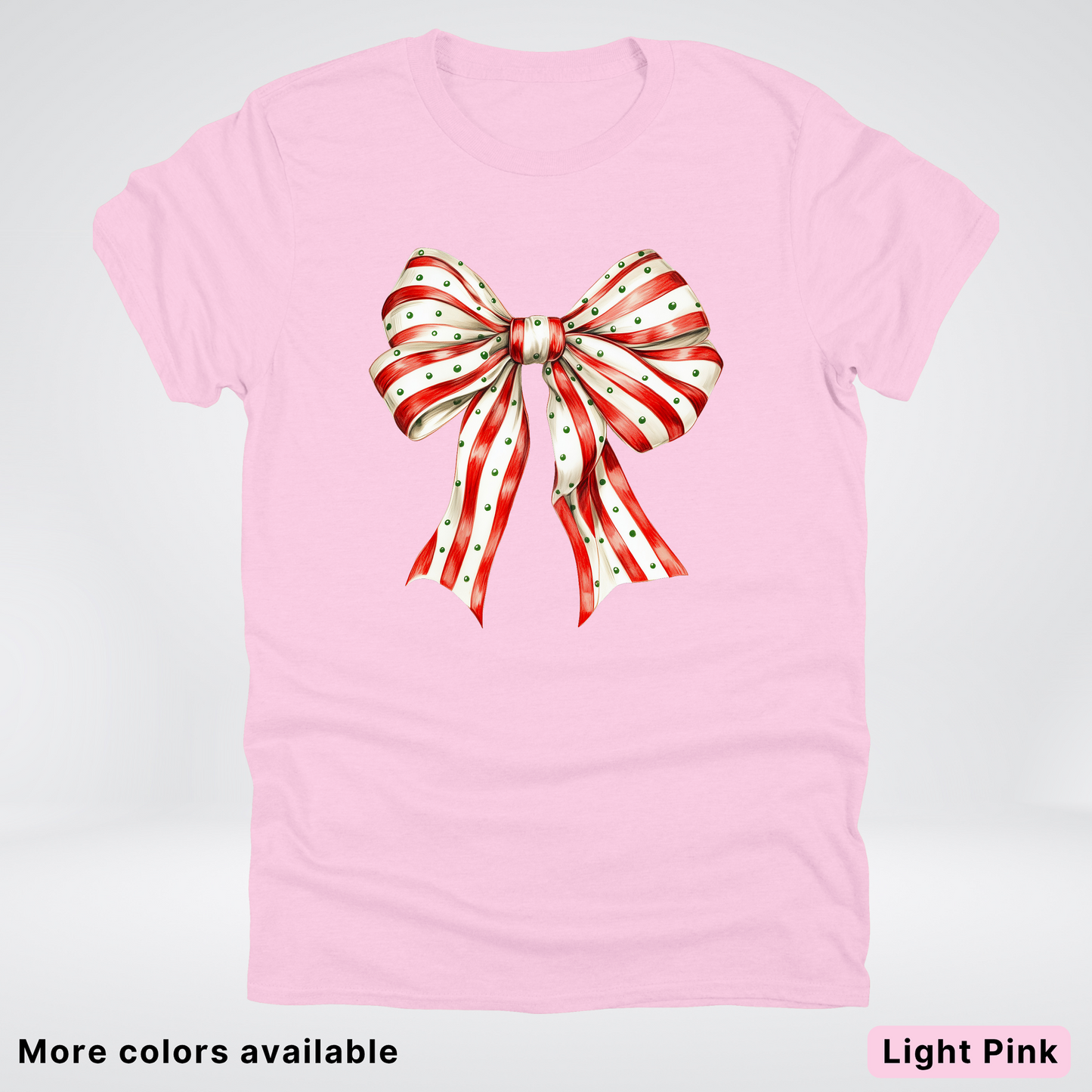 Peppermint Stripe Christmas Bow - T-Shirt