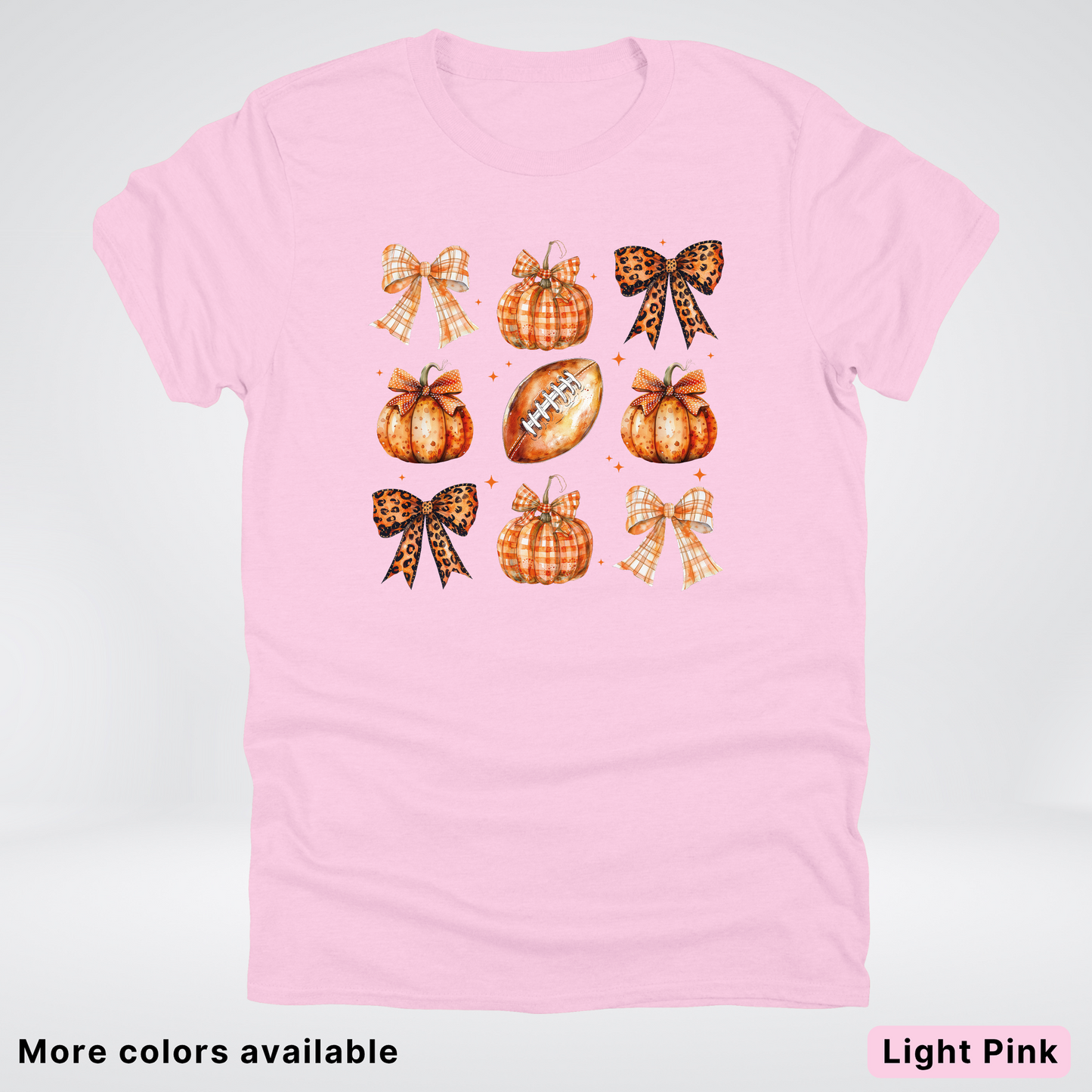 Football Coquette Ribbon Bow Plaid Pumpkin Fall - T-Shirt