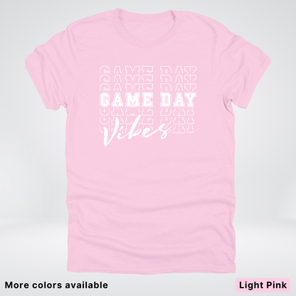 Game Day Vibes Stacked - White Design - T-Shirt