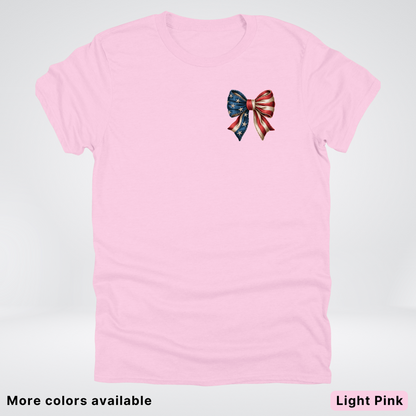 USA Flag Coquette Bow - 4th Of July Design 02 T-Shirt