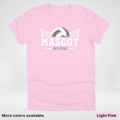 Volleyball Mom Game Day Tee – Custom Mascot Name Shirt | Gray Design 26